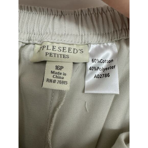Appleseeds Womens Pants Size 16 Petite Stone Elastic Waist Pull On - Picture 3 of 12